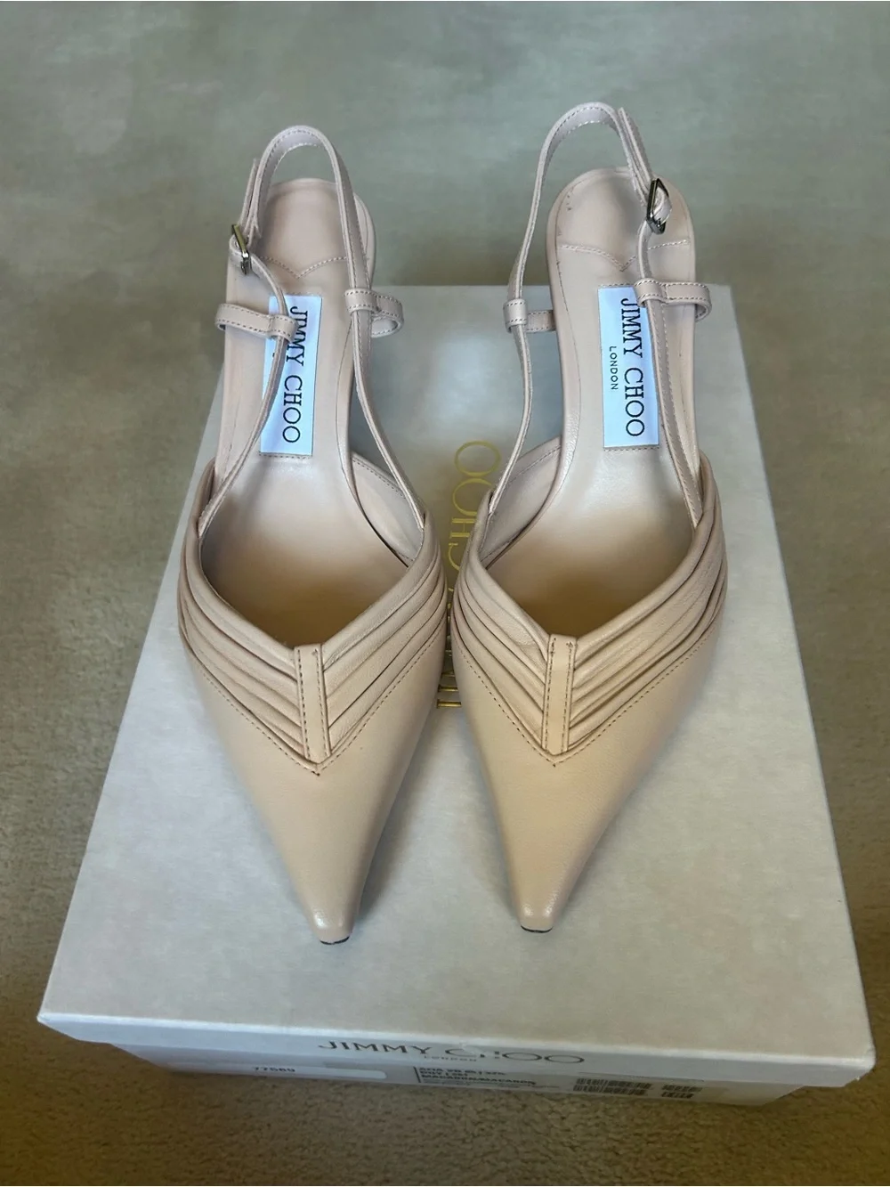 Jimmy Choo Blush Leather Pointed Slingback Pumps